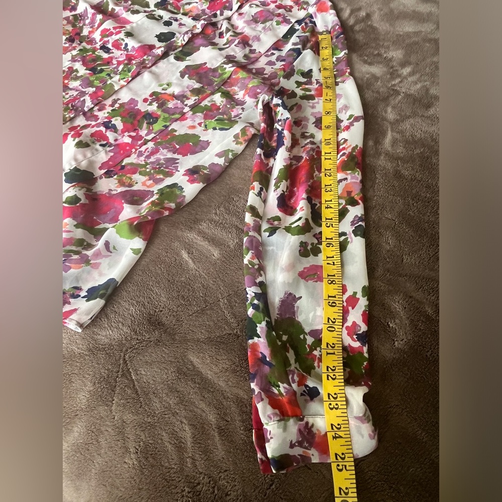 Walter Baker W118 Size L multicolor Floral Sheer Button Up Top Career - Picture 12 of 14